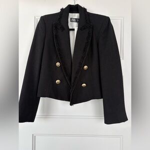 Zara Black Blazer with Gold Accents